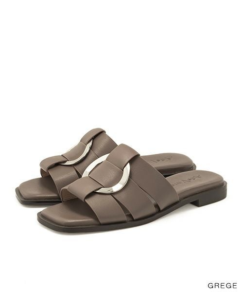 極美品　 SLIPPER レザー　イントレチャート　サンダル　25 50%OFF】イントレチャートレザーサンダル | A de Vivre（アドゥ