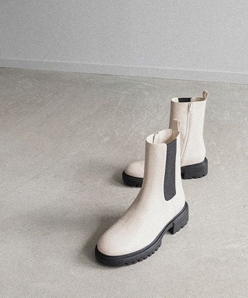30%OFF】ストレッチレザーミドルブーツ | A de Vivre（アドゥ