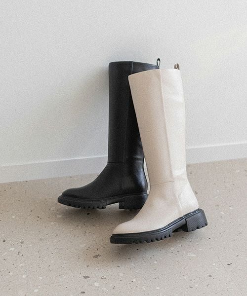 40%OFF】サステナブル 晴雨兼用 トラックソールロングブーツ | A de